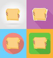smörgås snabbmat platt ikoner med skugg vektor illustrationen
