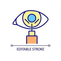 Laseroperation auf dem RGB-Farbsymbol des Auges. schnelle und sichere Operation mit starken Ergebnissen. detailliertes Augenlaserverfahren. isolierte Vektor-Illustration. einfache gefüllte Strichzeichnung. bearbeitbarer Strich vektor