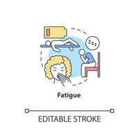 Symbol für Ermüdungskonzept. Flüssigkeits- und Elektrolytverlust können zu Müdigkeit führen. geringe Energie und Schwäche. Dehydration abstrakte Idee dünne Linie Illustration. Vektor isolierte Umriss-Farbzeichnung. bearbeitbarer Strich