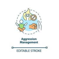 aggression hantering koncept ikon. föräldratips för adhd abstrakt idé tunn linje illustration. lära barnet att hantera negativa känslor. vektor isolerade kontur färgritning. redigerbar linje