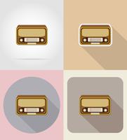 gammal retro vintage radio platt ikoner vektor illustration