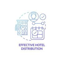 effektiv hotelldistribution blå gradient konceptikon. fastighetsförvaltningssystem abstrakt idé tunn linje illustration. isolerade konturritning. roboto-medium, otaliga pro-bold typsnitt som används vektor