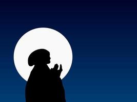 Silhouette einer Frau, die nachts betet vektor