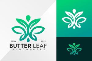 Natur Schmetterlingsblatt Logo Design Vektor Illustration Vorlage