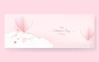 Valentinstag-Grußkarte mit Papierschnitt-Stil. vektor