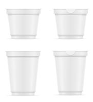 vit plastbehållare av yoghurt eller glass vektor illustration