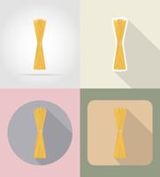 pasta spaghetti mat och objekt platt ikoner vektor illustration