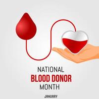 Nationale Blutspendermonatsvektorillustration. geeignet für Grußkarten, Poster und Banner. vektor