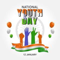 Indiens nationella ungdomsdag vektorillustration. vektor