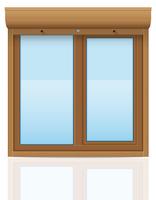 braunes Plastikfenster mit Rollenfensterladenvektorillustration vektor