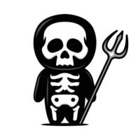 söt liten skelett maskot design med halloween kostym vektor