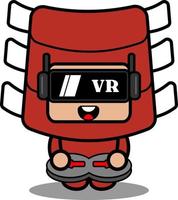 vektor seriefigur söt grillade revben mat maskot kostym spelar virtuell verklighet spel
