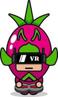 dragon frukt maskot kostym vektor seriefigur spelar virtuell verklighet spel
