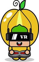 Sternfrucht-Maskottchen-Kostüm-Vektor-Cartoon-Figur, die ein Virtual-Reality-Spiel spielt vektor