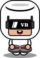 vektor tecknad karaktär söt marshmallow mat maskot kostym spelar virtuell verklighet spel
