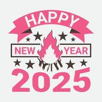 Frohes neues Jahr 2025 T-Shirt-Design vektor