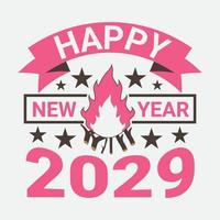 Frohes neues Jahr 2029 T-Shirt-Design vektor