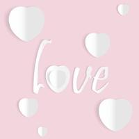 vektordesign av hjärtformikonen och kärleksbokstäver i vitklippt pappersstil. rosa bakgrund enkel modern mall vektor