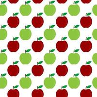 nahtloses Muster grün roter Apfel Obst Vektor-Design. weißer Hintergrund. Design für Tapeten, Kulissen, Cover, Druckdesign und Ihre Designanforderungen. vektor