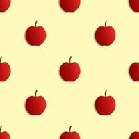 sömlös designillustration av ett äpple med en skuggeffekt. gulaktig vit bakgrund. frukttapeter, papper och redo att tryckas på tyg. vektor
