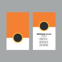 Visitenkartenvorlage des Firmeninhabers, freier Vektor des Visitenkartendesigns der Person, Visitenkartendesign der orange Farbe