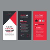 premium marknadsföringsbyrå röd och svart trefaldig broschyrdesignmall vektor