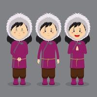 mongolischer Charakter mit verschiedenen Ausdrucksformen vektor