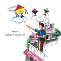 glad makar sankranti holiday india festival bakgrund vektor