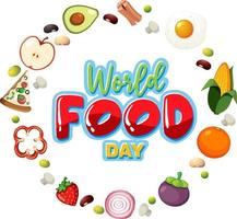 World Food Day logotyp med hälsosamma livsmedelsingredienser vektor