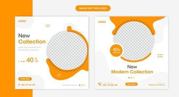 kreativa möbler sociala medier post design med orange former interiör premium vektor