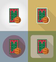 flache Ikonen-Vektorillustration des Basketballplatzes vektor