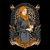 ramadhan hijab flicka illustration vektor