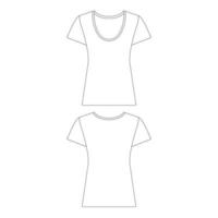 Vorlage Slim Fit T-Shirt Frauen Illustration Flache Skizze Design Umriss vektor