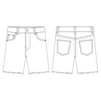 Vorlage beschnitten kurze Hosen Jeans Männer Vektor-Illustration flaches Design Umriss Kleidung vektor