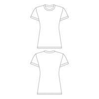 mall t-shirt kvinnor vektor illustration platt skiss design kontur