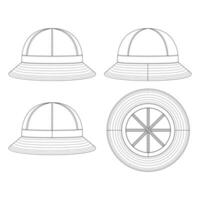 mall set hink hatt vektor illustration platt design kontur kläder