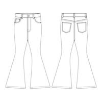 Vorlage ausgestellte Jeans Vektor-Illustration flaches Design Umriss Kleidung vektor