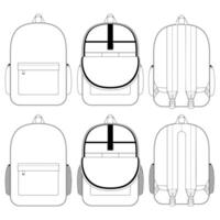 Vorlage Rucksack Vektor-Illustration flaches Design Umriss Kleidung Kollektion vektor