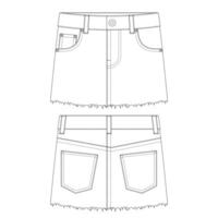 mall fitch mini kjol jeans vektor illustration platt design kontur kläder