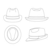 mall trilby hatt vektor illustration platt skiss design kontur huvudbonader