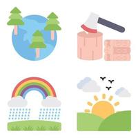 Natur flache Icons Set vektor