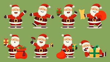 jultomtekaraktärer i olika poser och scener. merry christmas cutout element vektor