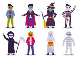 Vector Illustration Happy Halloween Süßes oder Saures Feier mit den Charakteren