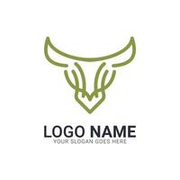abstrakt grön tjurhuvud siluett. modern bull logotyp design. vektor
