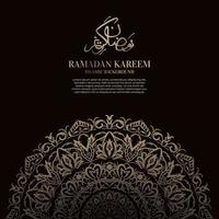 ramadan kareem. islamisk bakgrundsdesign med arabisk kalligrafi och prydnadsmandala. vektor