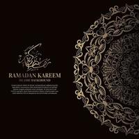 Ramadan Kareem. islamisches hintergrunddesign mit arabischer kalligraphie und ornament mandala. vektor