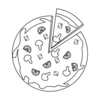 Schwarz-Weiß-Vektorillustration von Pizza mit Pilzen zum Ausmalen von Buch und Kritzeleien vektor