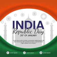 Indien republikens dag banner med ett landmärke vektor