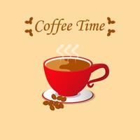 kaffe tid med en röd kopp kaffe illustration vektor