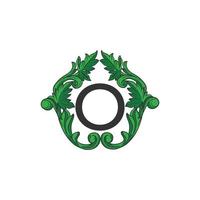 grüne Reben Emblem gestylt ökologisches Umweltlogo Buchstabe O Form Vektordesign-Vorlagenelemente für vegane, Bio-, Roh-, Bio-Vorlagen vektor